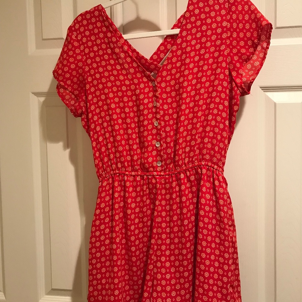 Red shorts romper